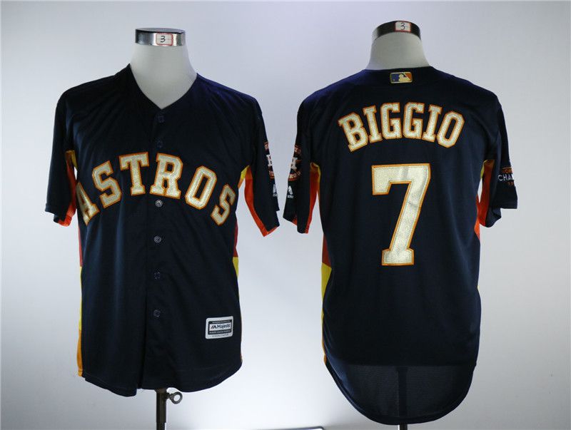 Men Houston Astros 7 Biggio Blue Game Champion Edition MLB Jerseys